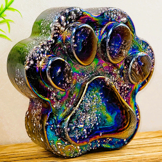 Ashes in glass pet memorial paw print
