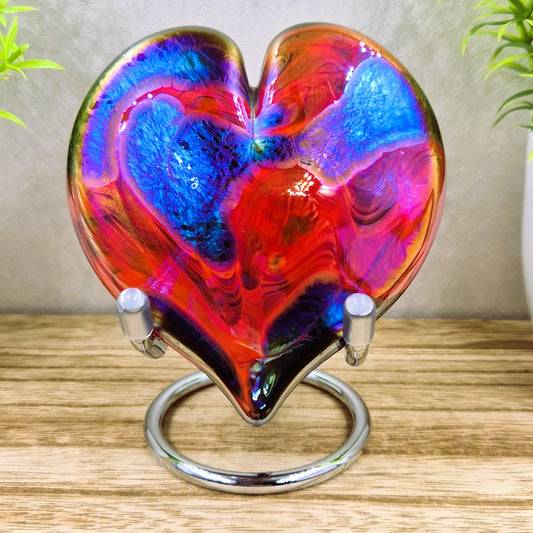 Iridescnt art glass heart ornament