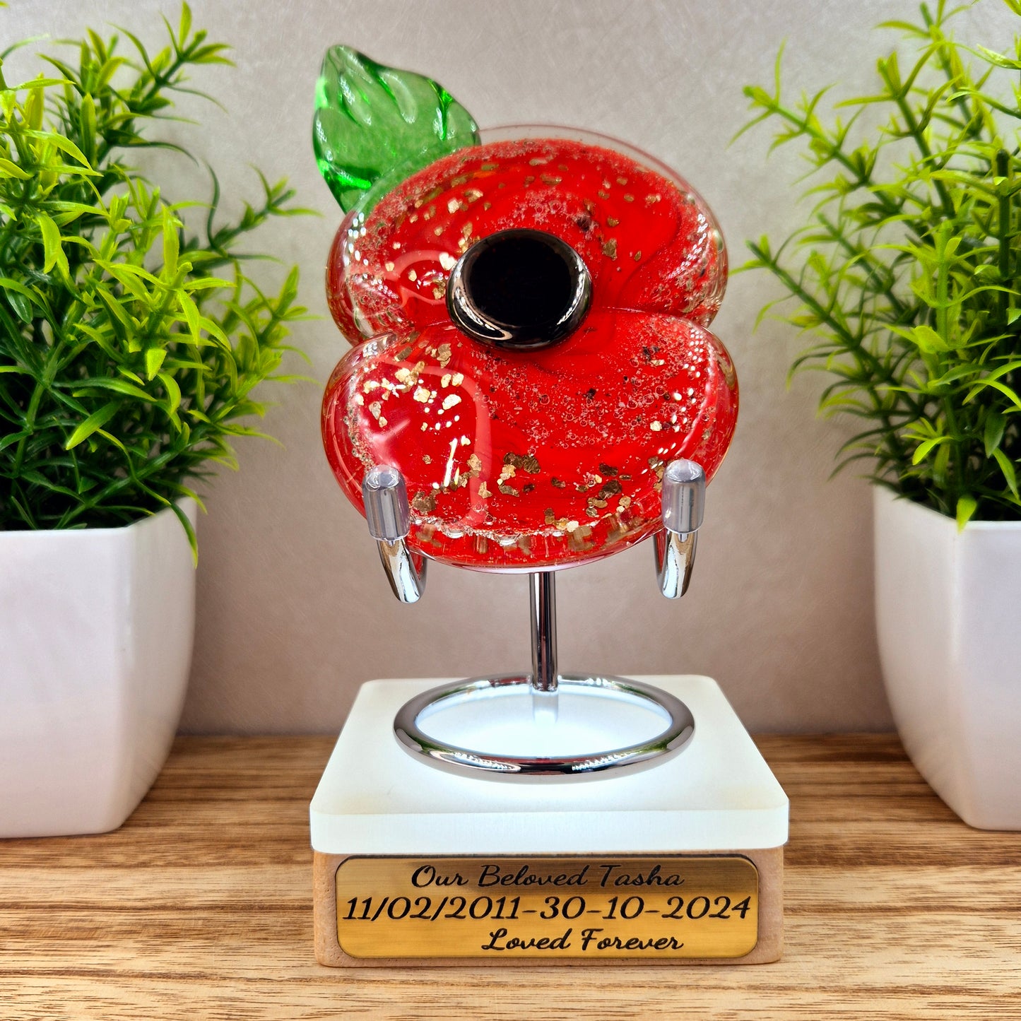 Ashes in Glass Memorial Poppy Ornament