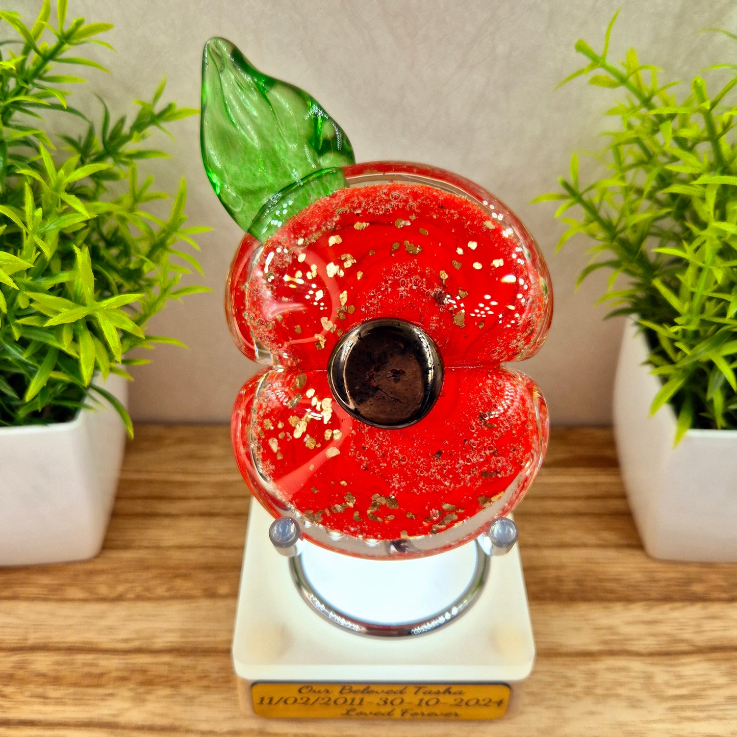 Ashes in Glass Memorial Poppy Ornament