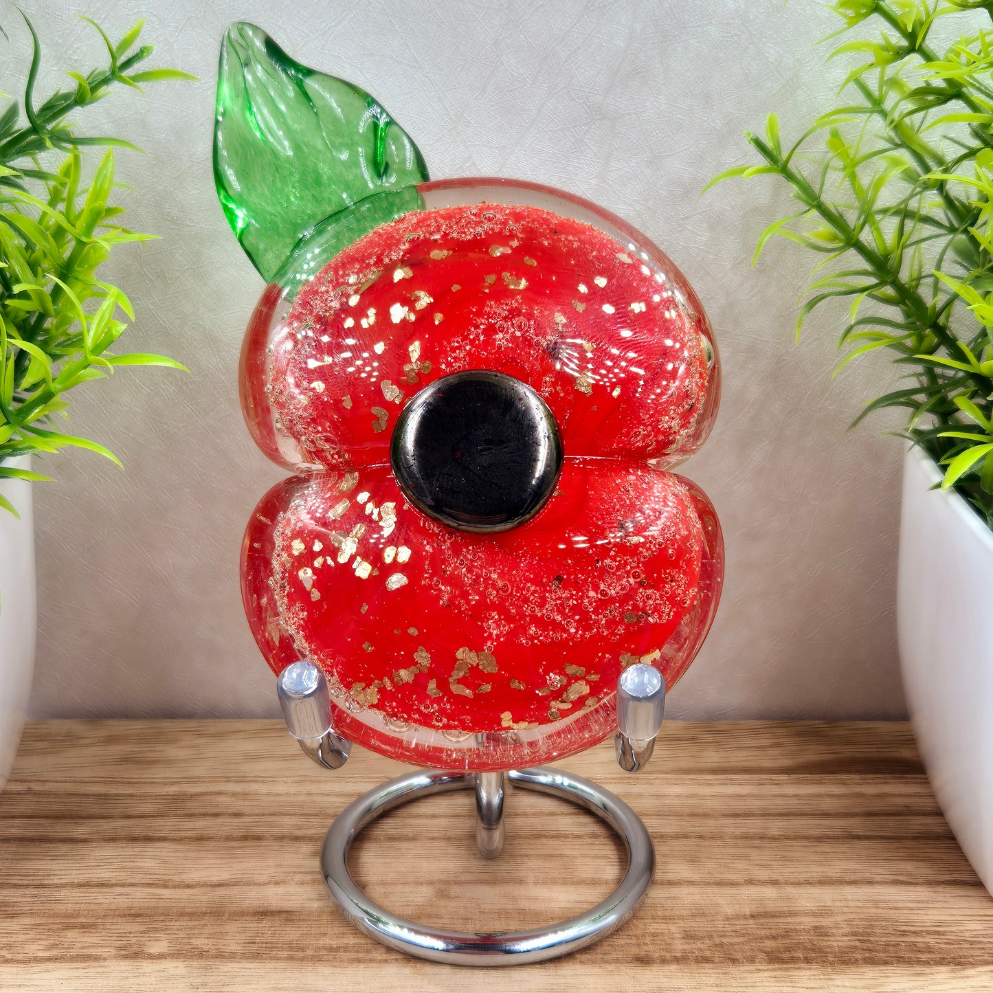 Ashes in Glass Memorial Poppy Ornament
