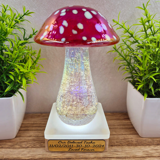 Ashes in glass mushrooms