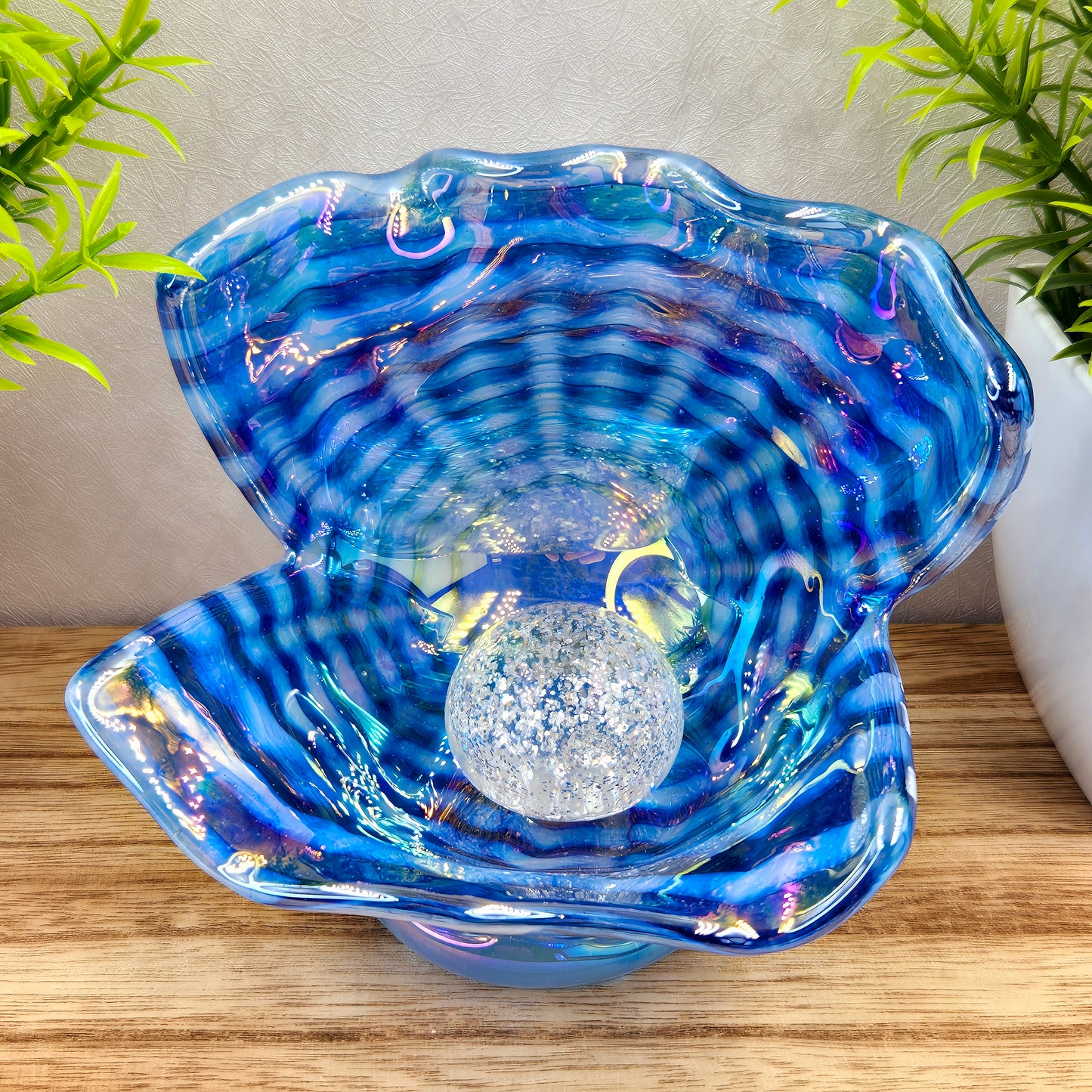 Memorial Oyster Shell with Cremation Ashes in Glass Pearl