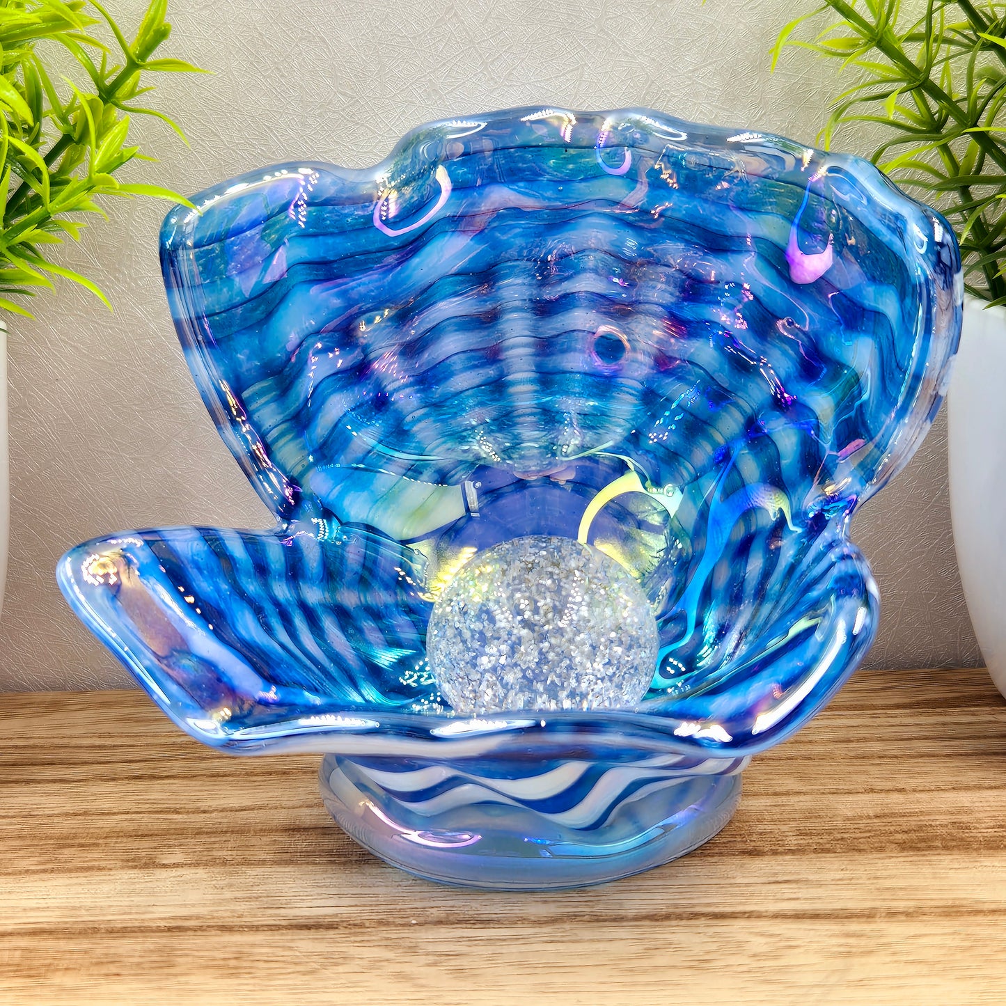 Memorial Oyster Shell with Cremation Ashes in Glass Pearl