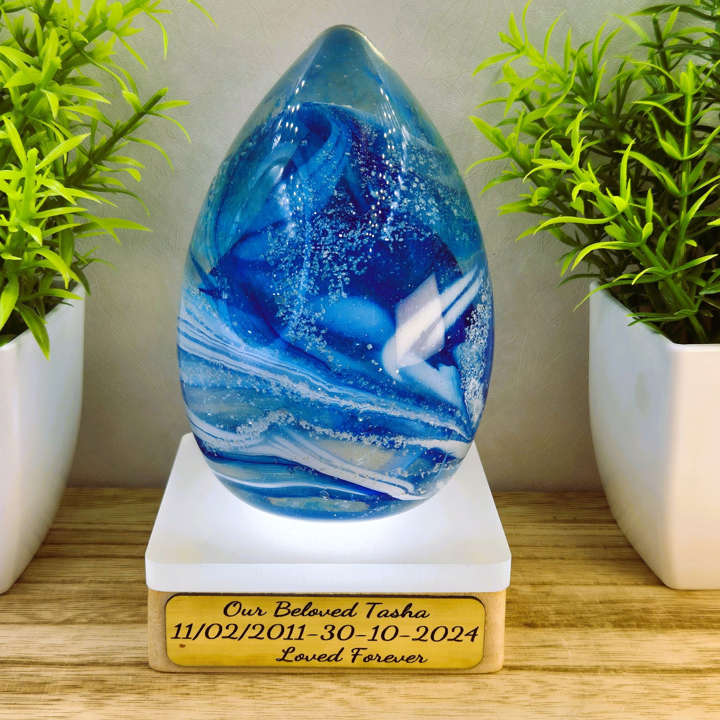 Large Ashes In Glass Memorial Glass Egg