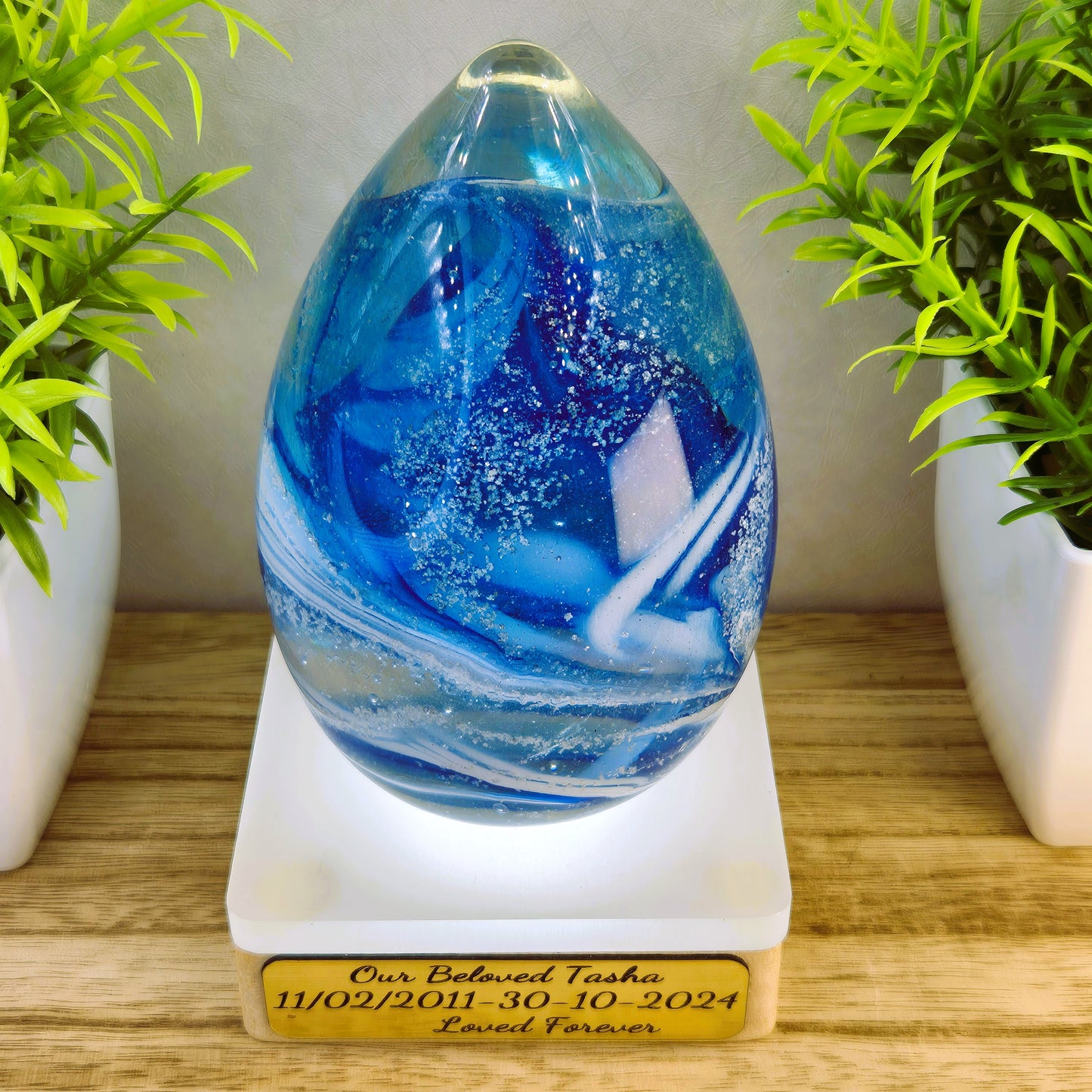 Large Ashes In Glass Memorial Glass Egg