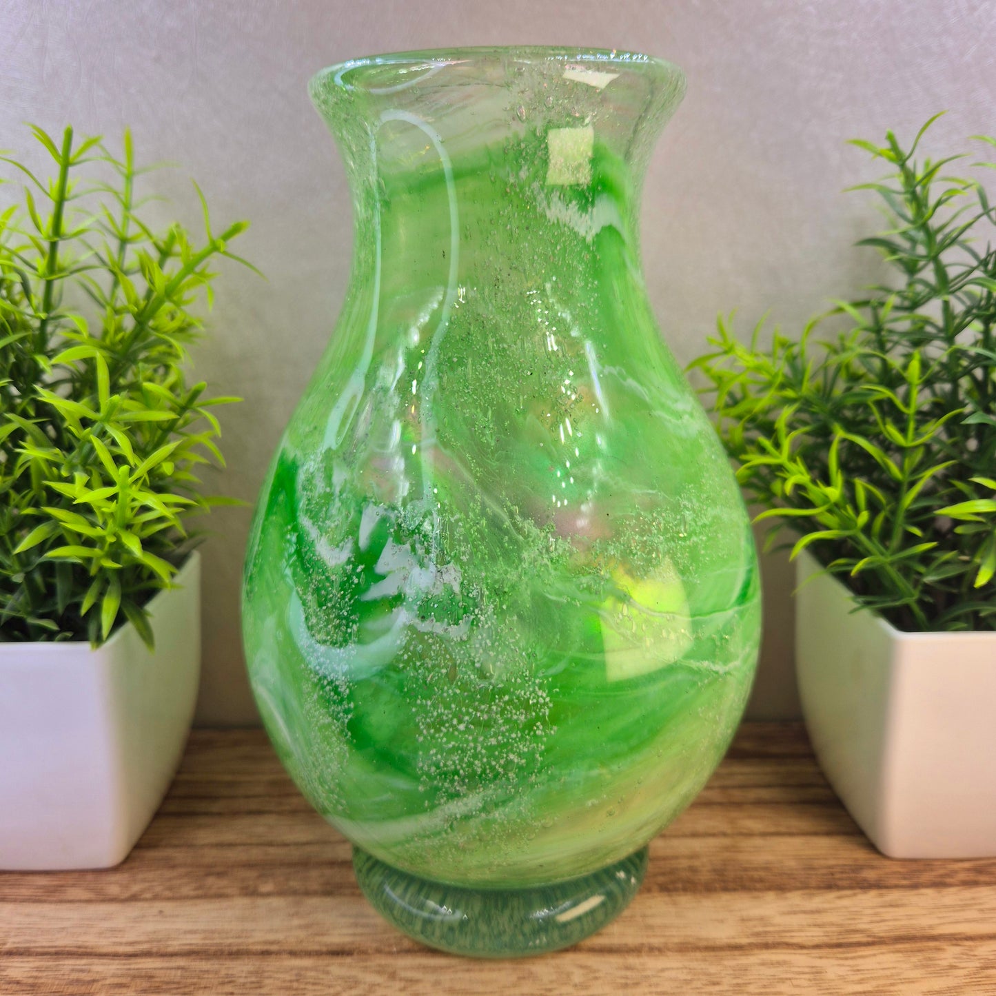 Ashes in glass memorial vase