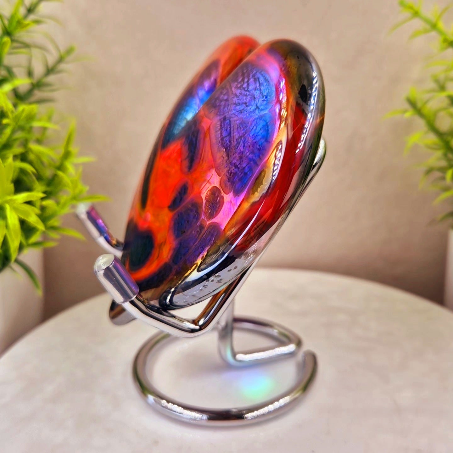 Iridescnt art glass heart ornament
