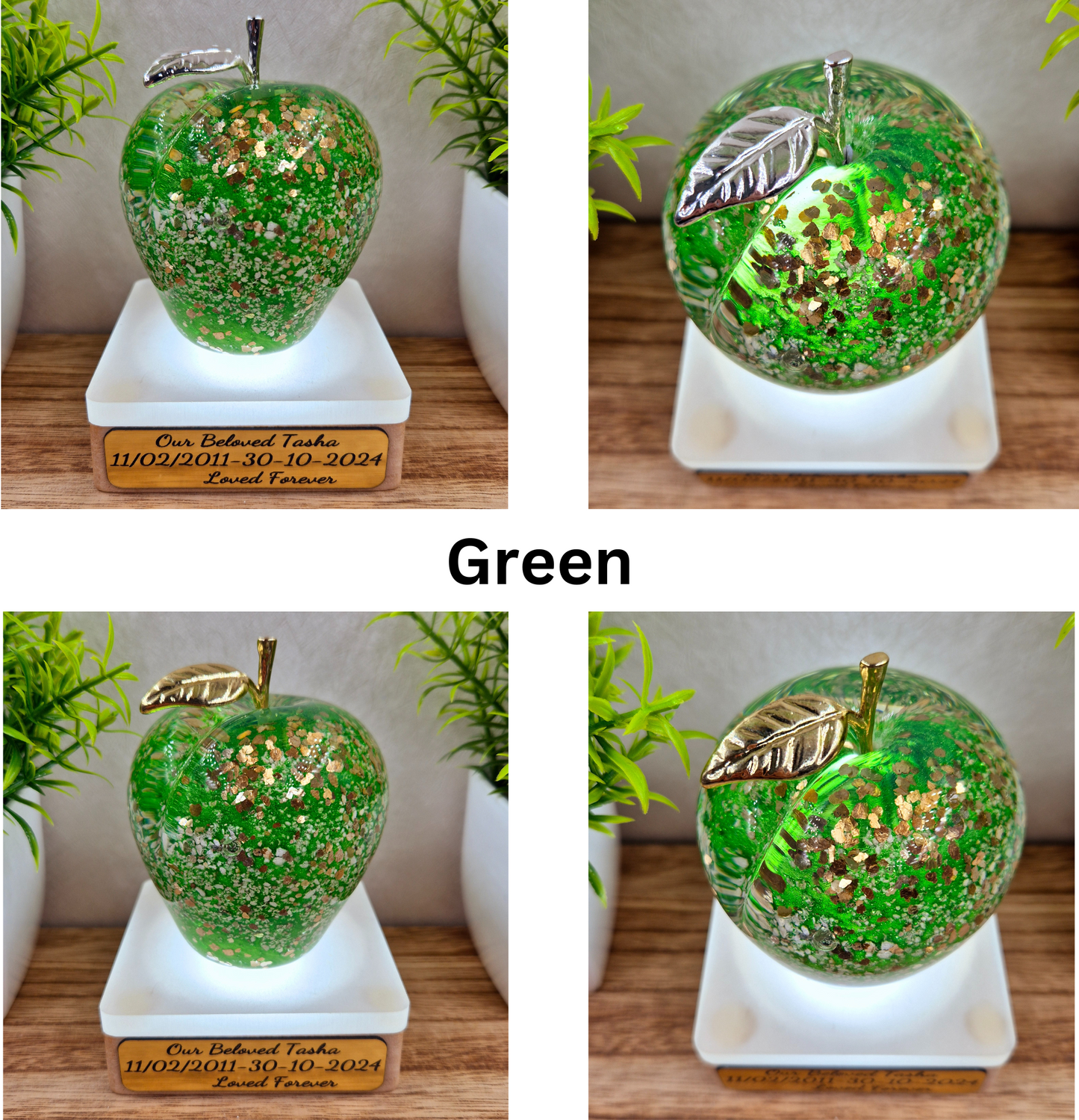 Memorial Ashes In Glass Apple (gold speckle)