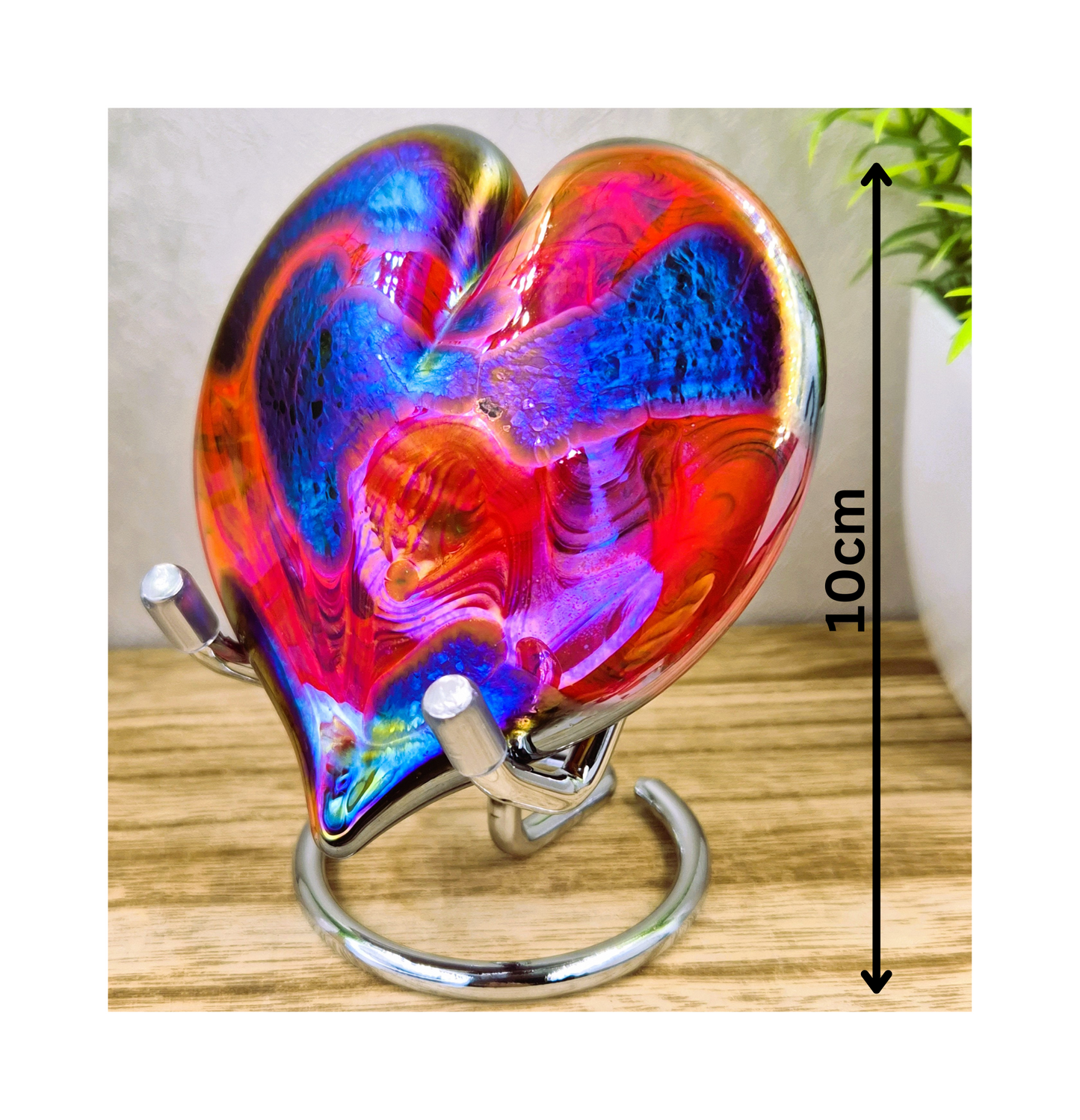 Iridescnt art glass heart ornament