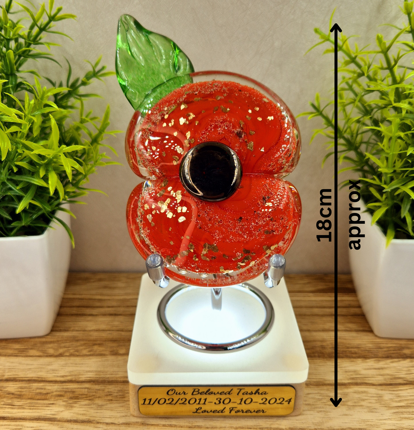 Ashes in Glass Memorial Poppy Ornament