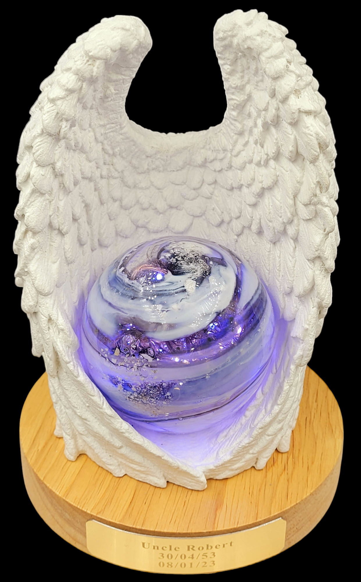 cremation ashes glass art gift angel neo art glass kris heaton 