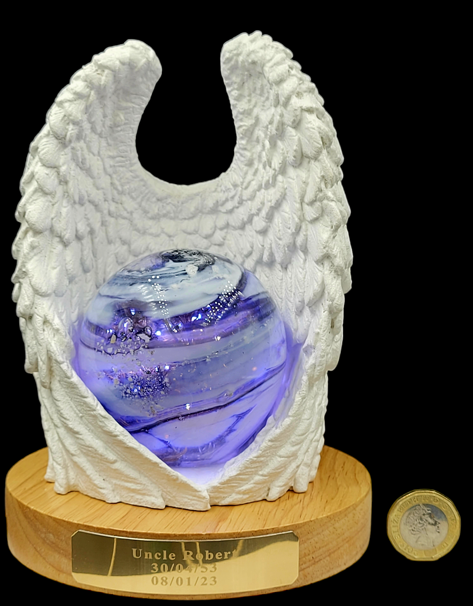 ashes fused into glass angel lamp for remembrance gif neo art glass kris heatont