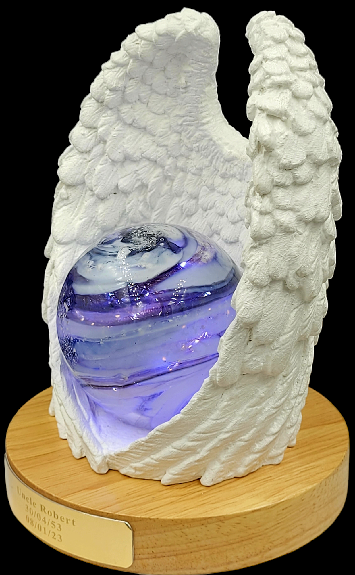 ashes in glass angel wings lamp neo art glass kris heaton