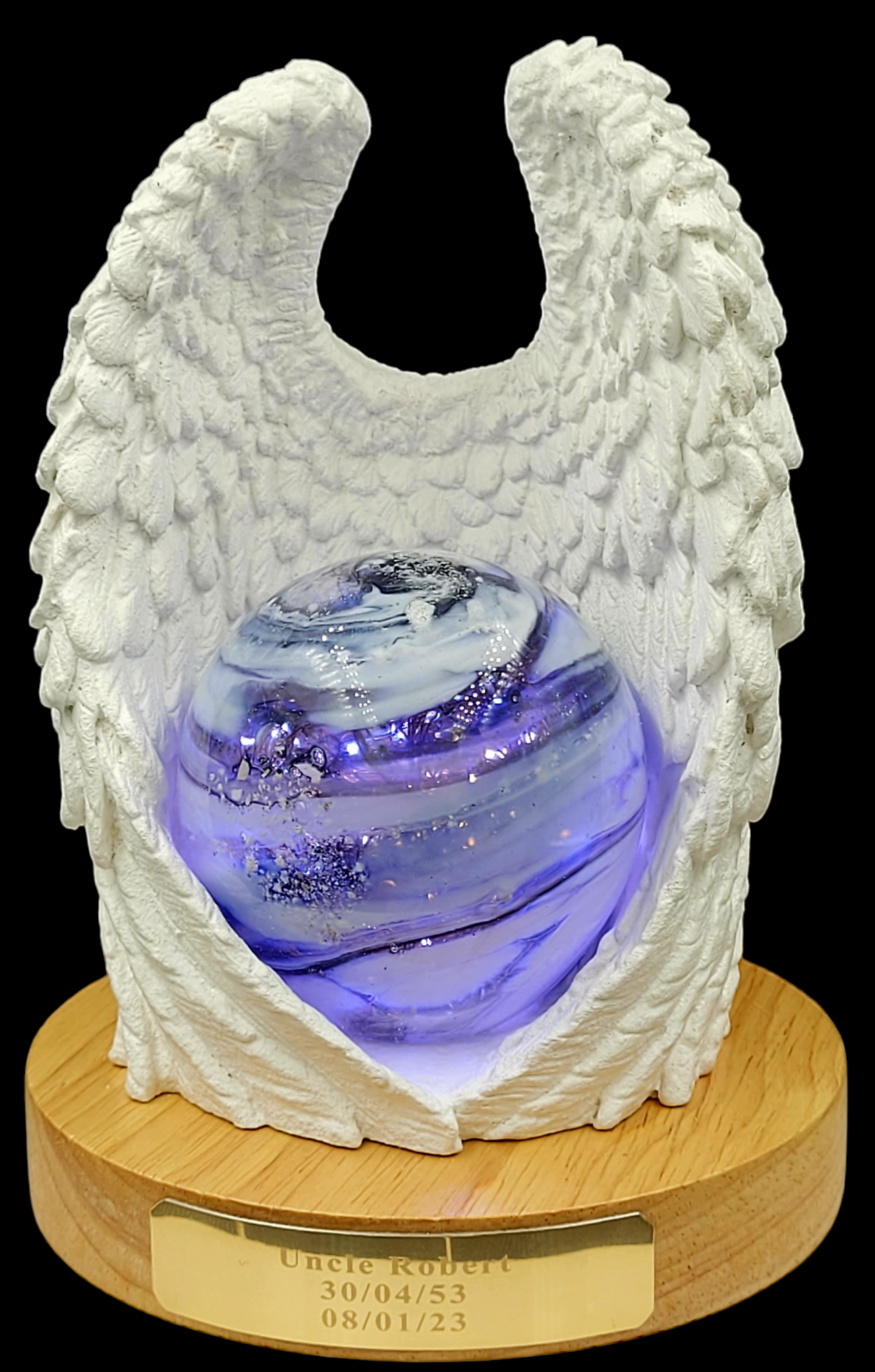 memorial ashes in glass remembrance angel lamp neo art glass kris heaton