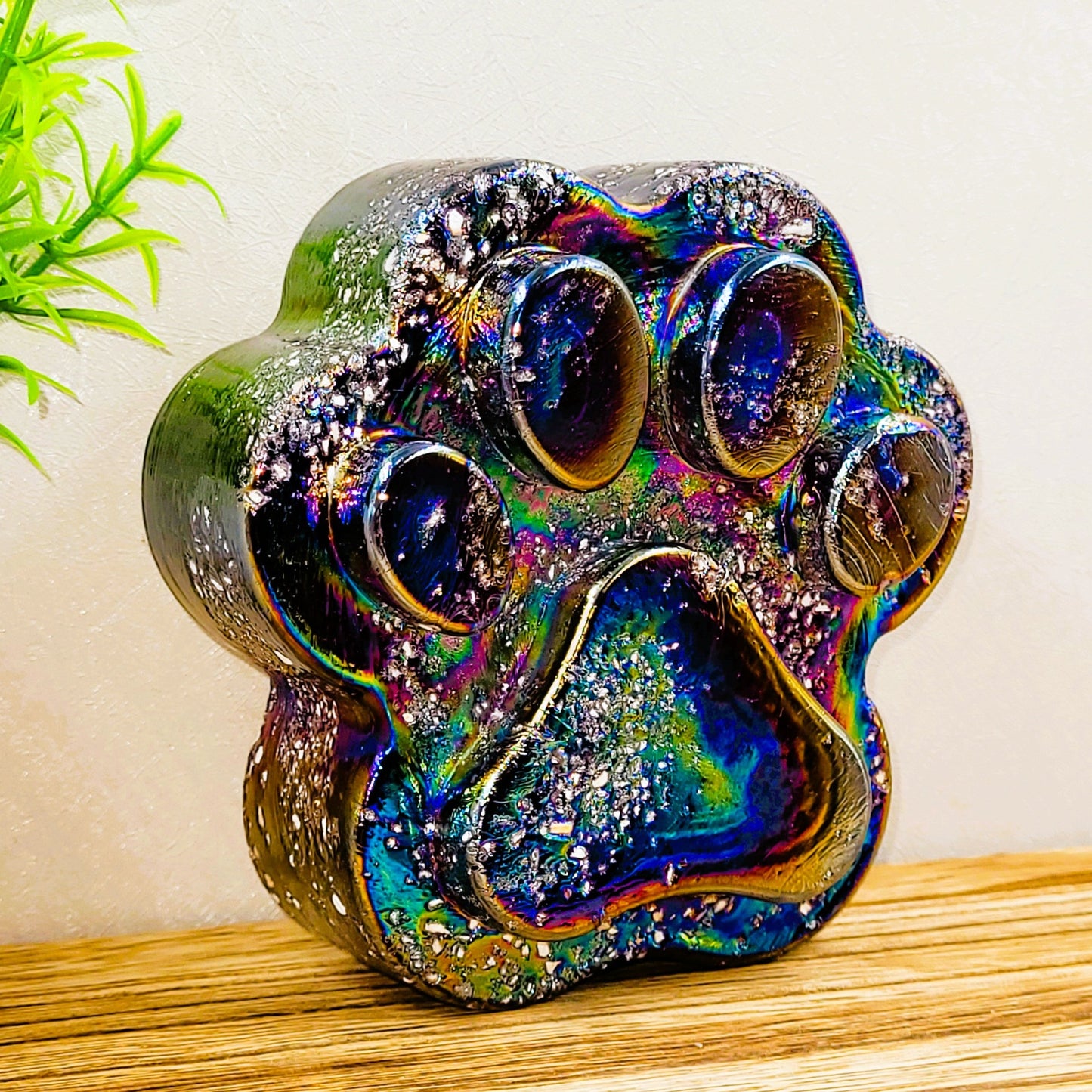 Ashes in glass pet memorial paw print LARGE