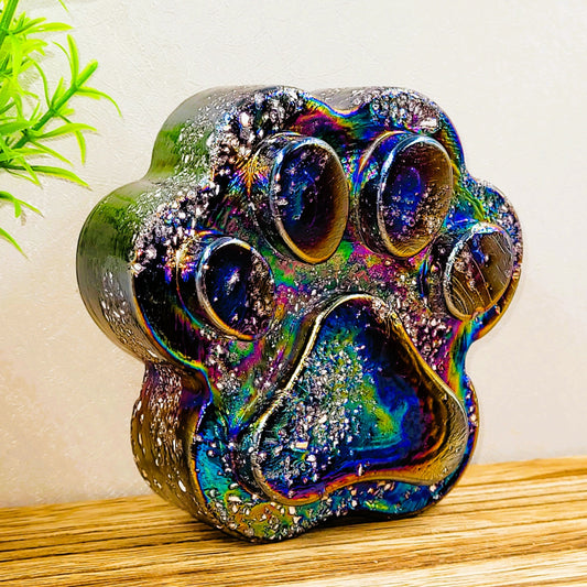 Ashes in glass pet memorial paw print LARGE