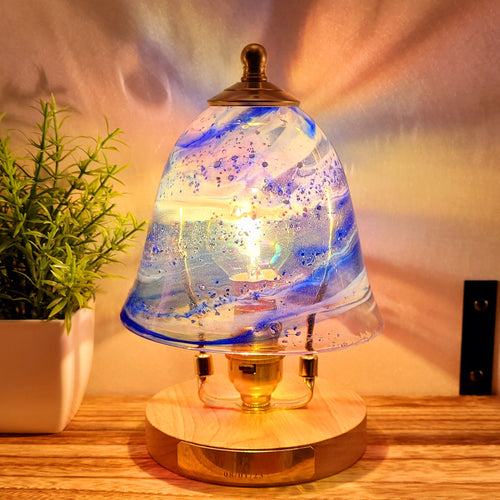 blue swirl cremation lamp