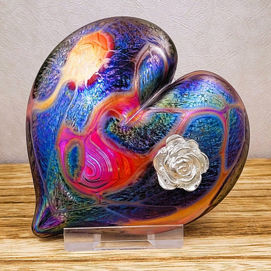 handmande glass heart with rose