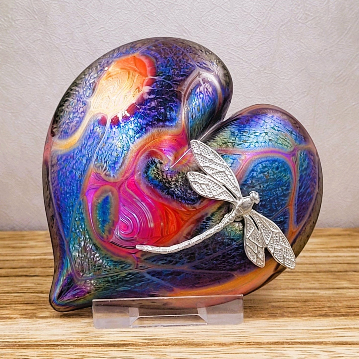 Iridescnt art glass heart ornament