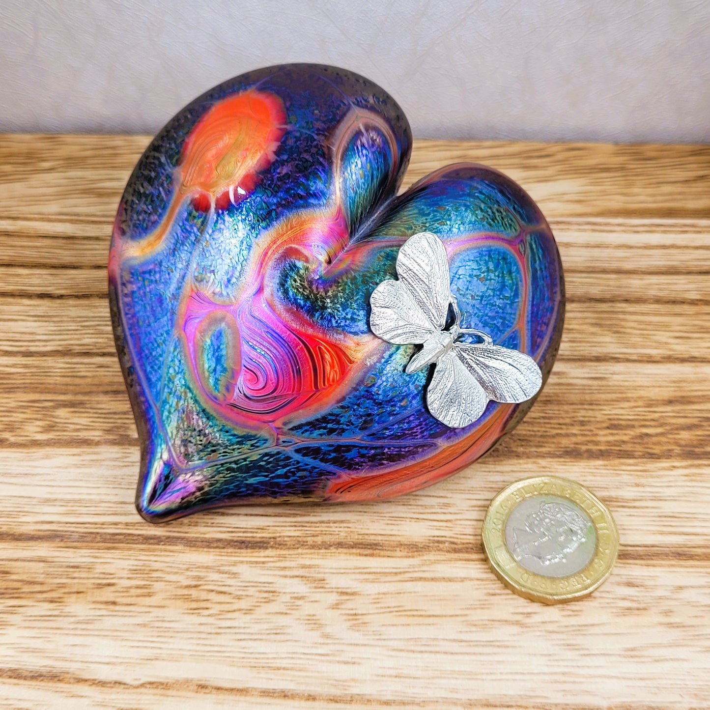 Iridescnt art glass heart ornament