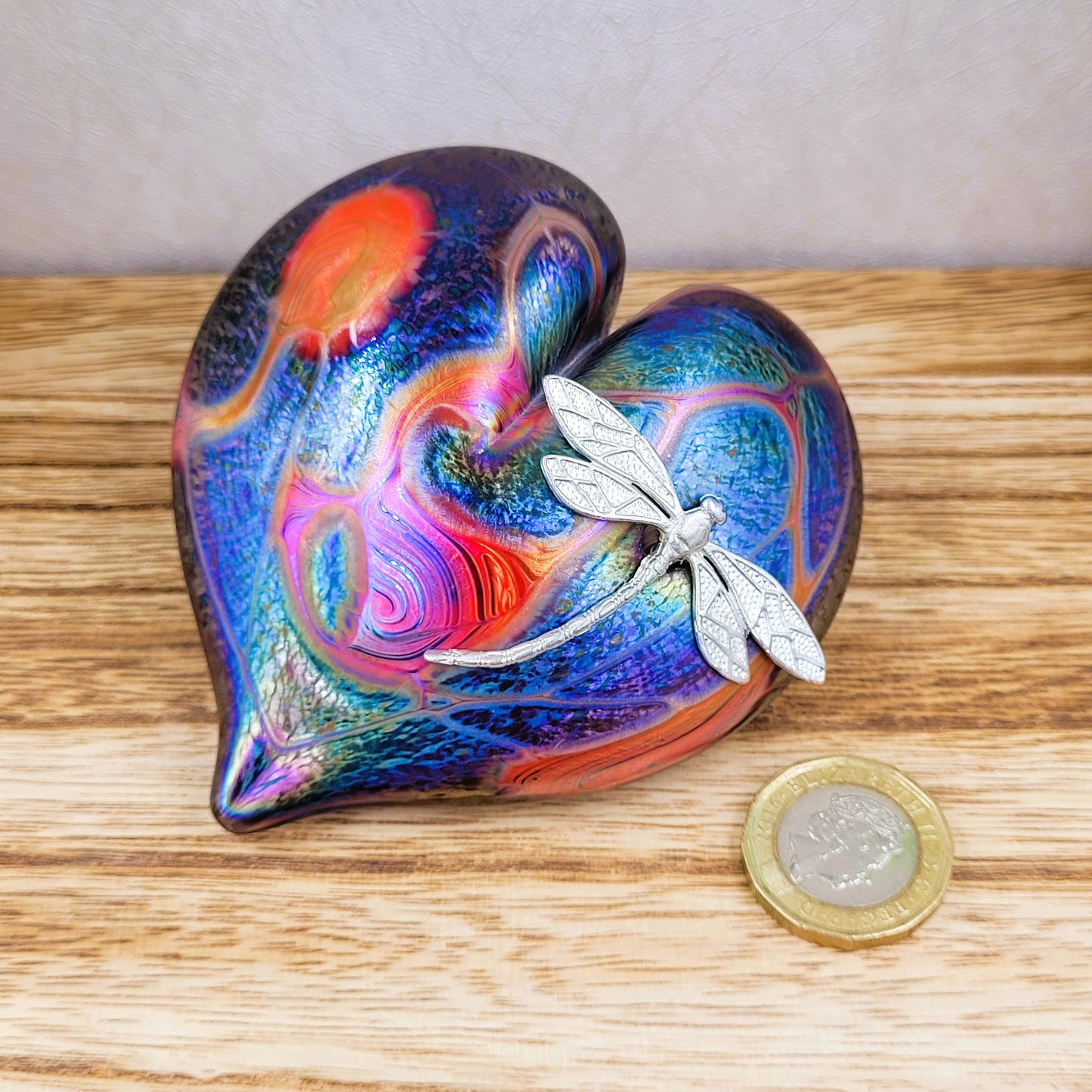 Iridescnt art glass heart ornament