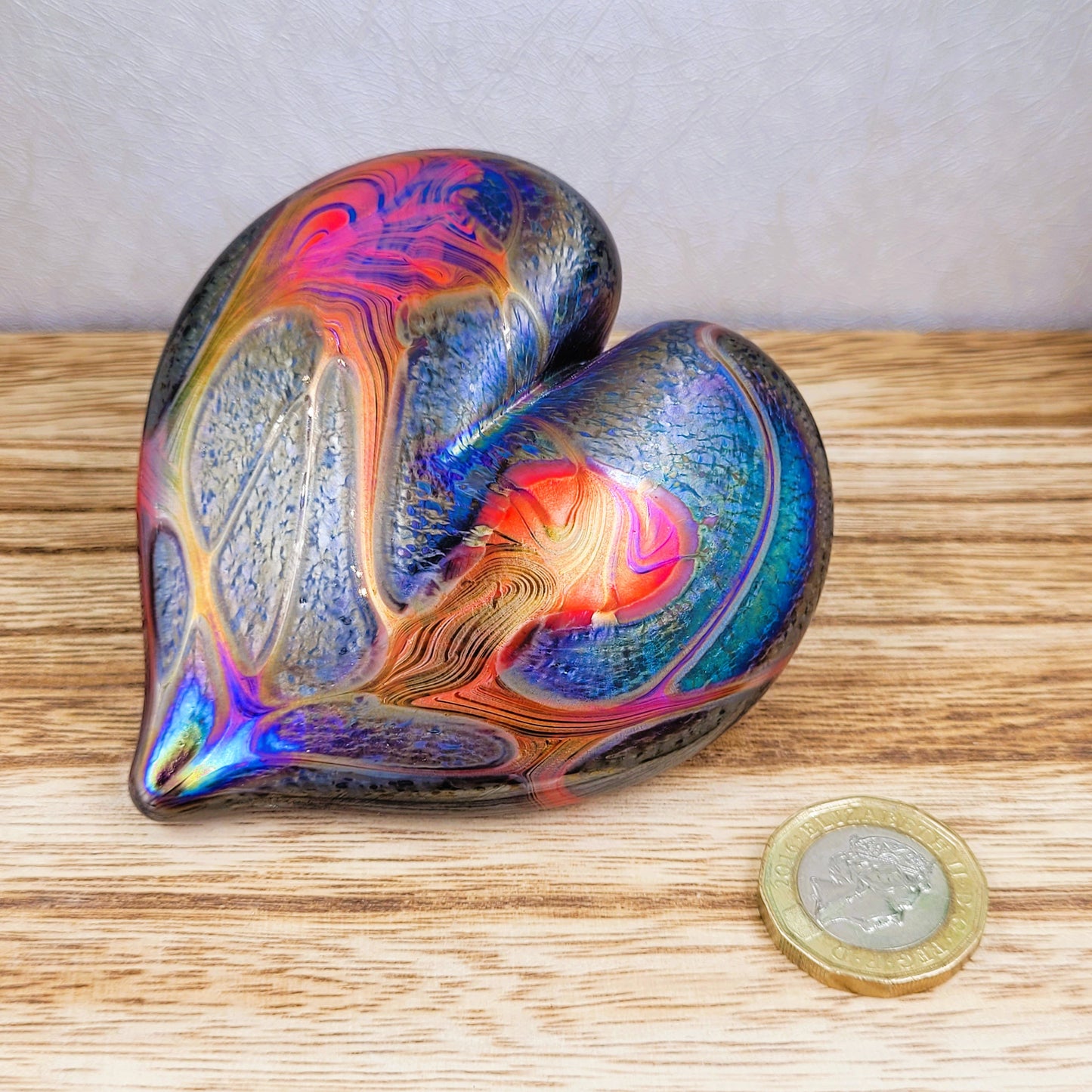 Iridescnt art glass heart ornament