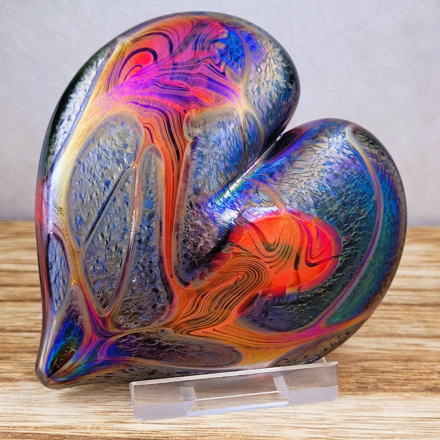 Iridescnt art glass heart ornament