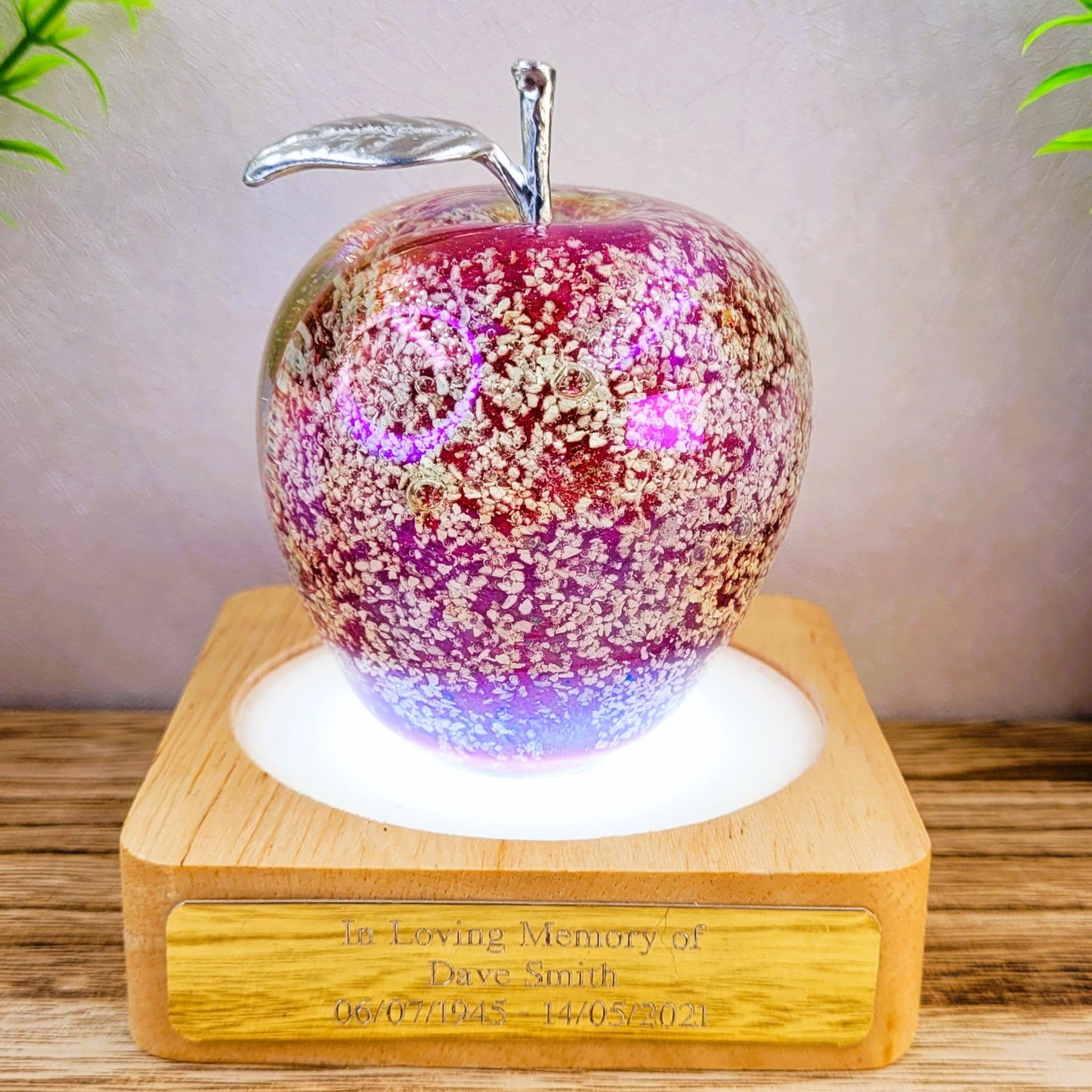 memorial glass apple pink