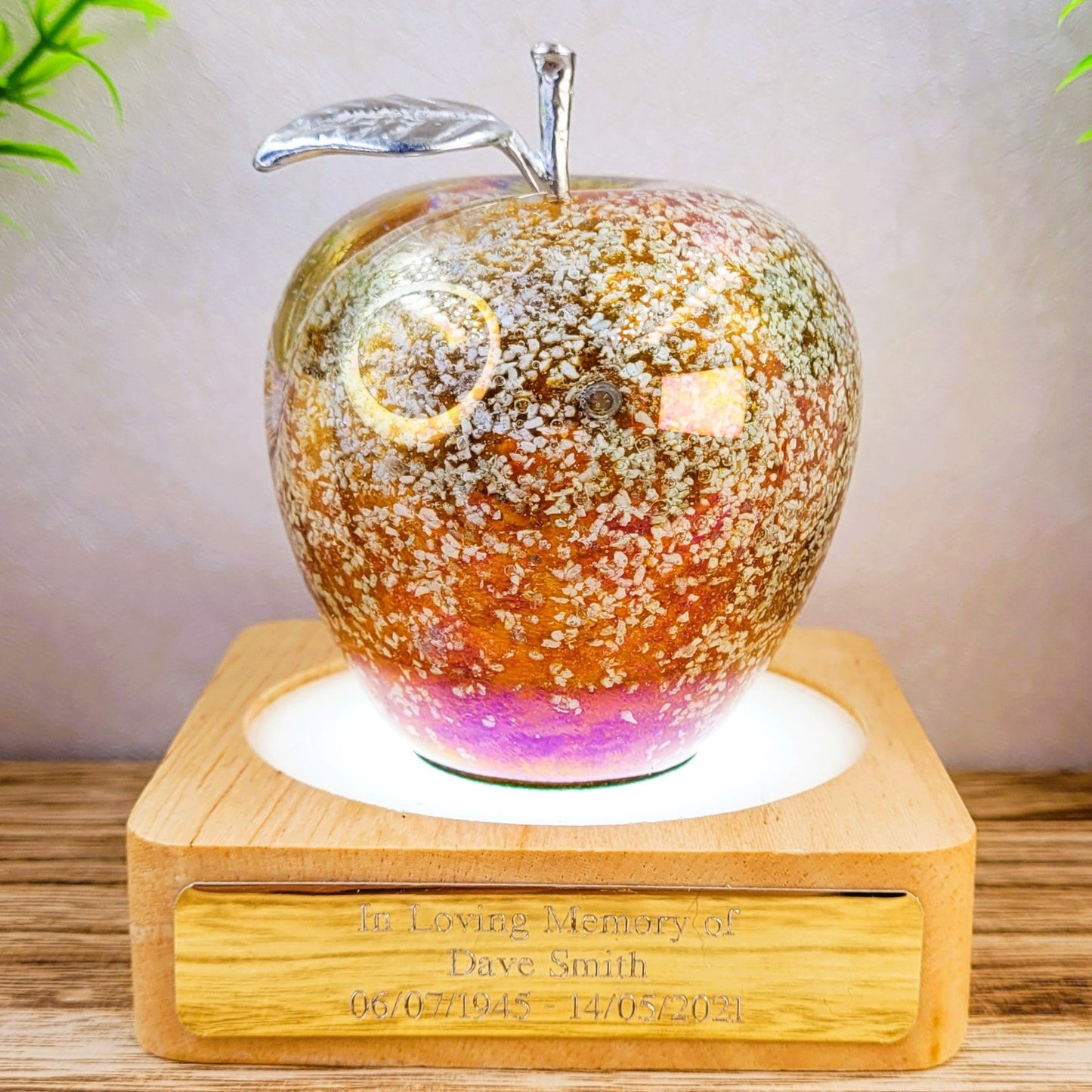 memorial amber coloured apple ornament