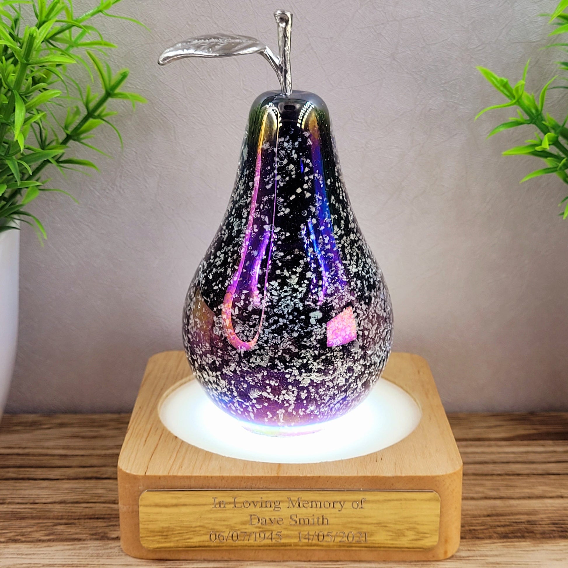 ashes into glass pear ornament