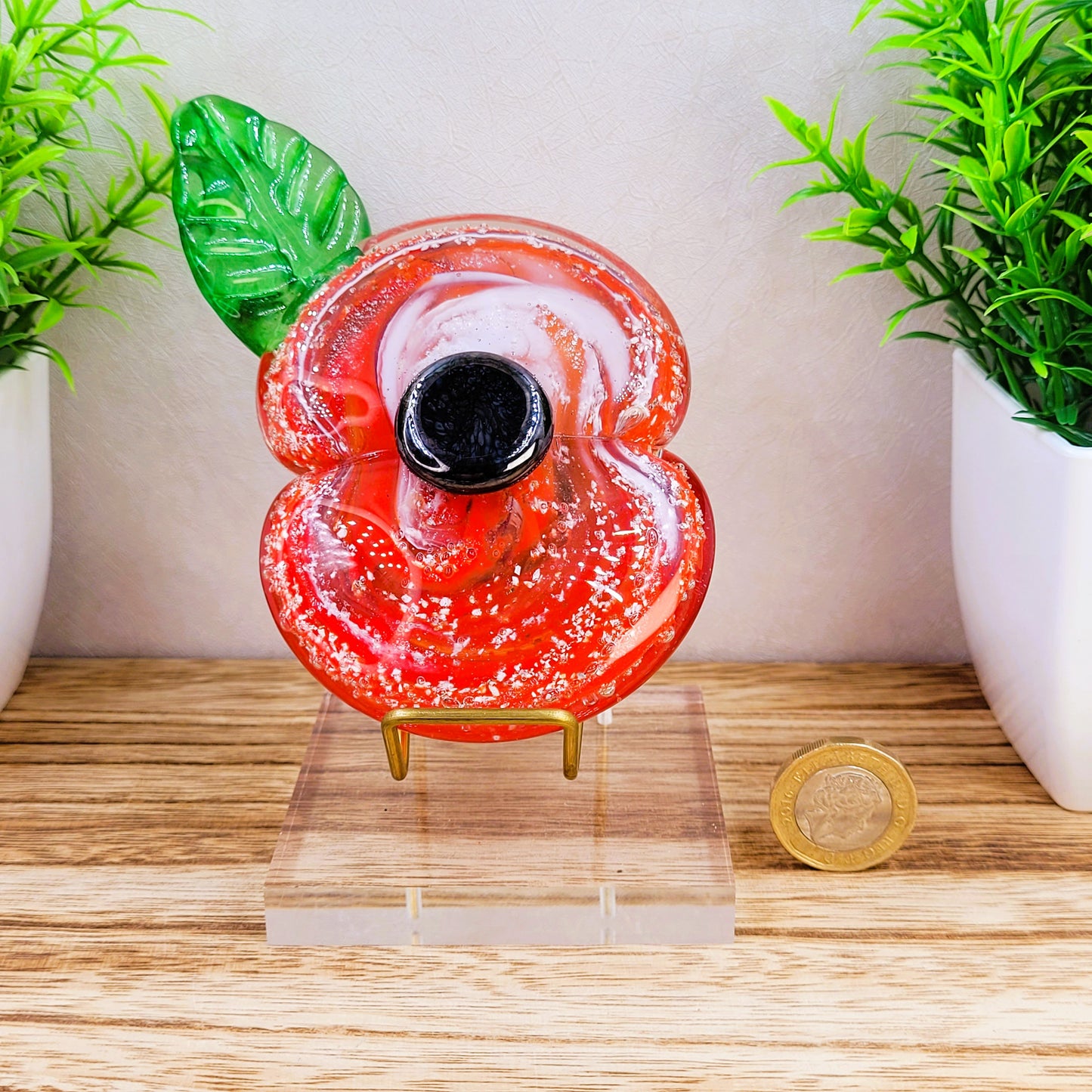 Ashes in Glass Memorial Poppy Ornament