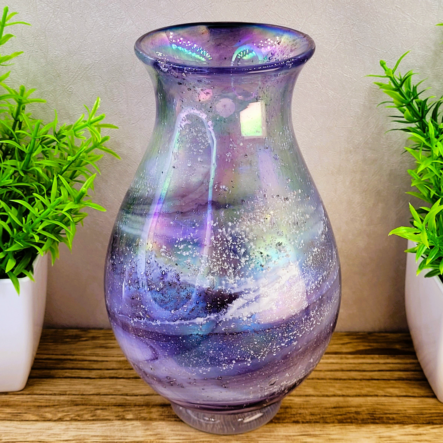 Ashes in glass memorial vase