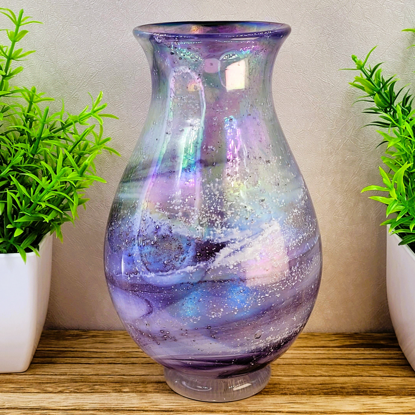 Ashes in glass memorial vase