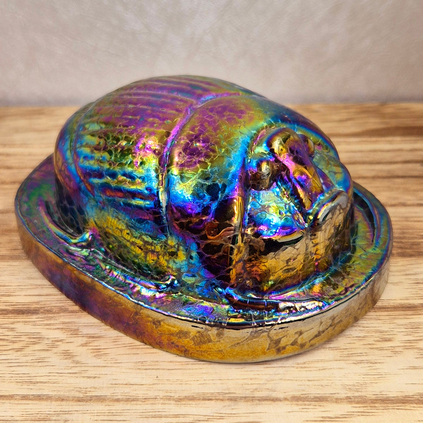 Iridescent beetle paperweight