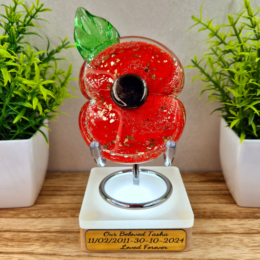 Ashes in Glass Memorial Poppy Ornament