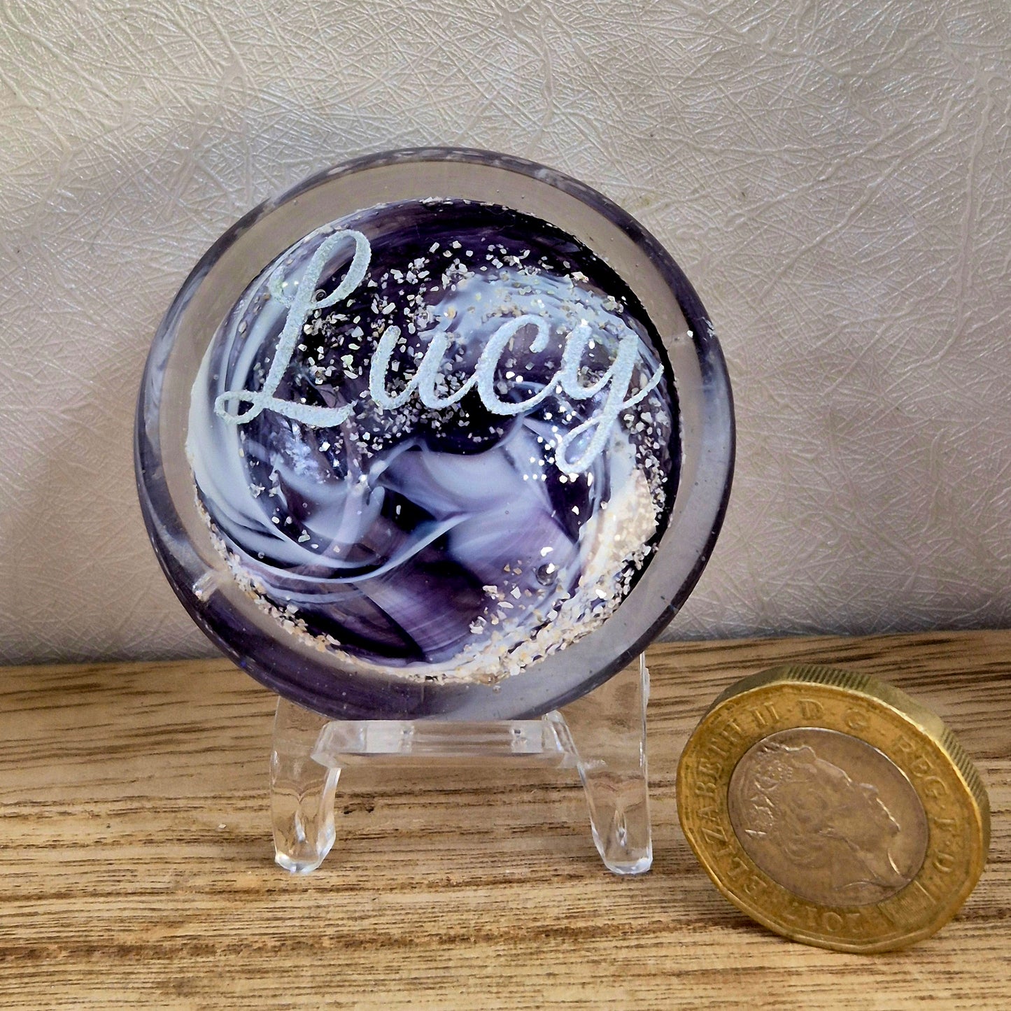 Ashes in glass pocket pebble (optional engraving)