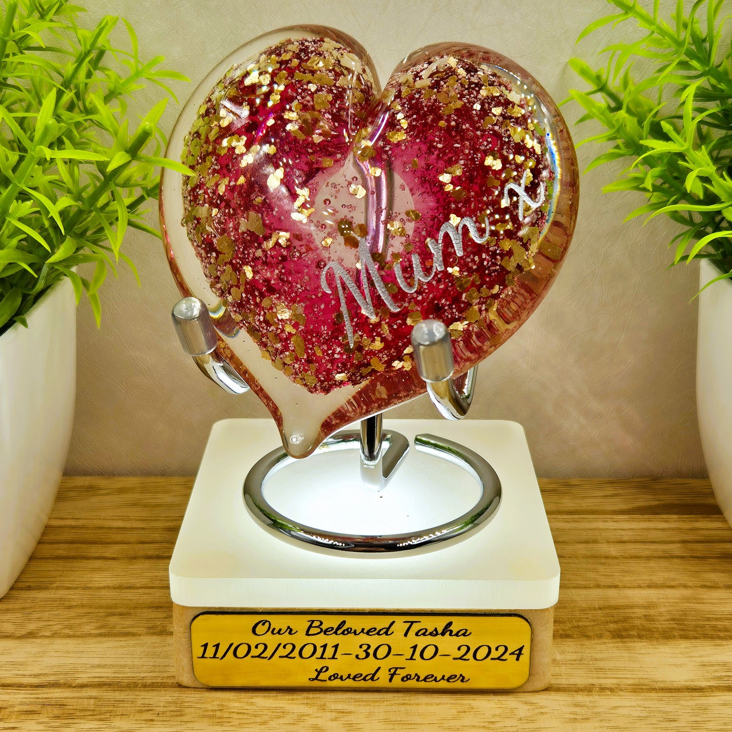 Ashes in Glass Heart Keepsake (optional engraving)