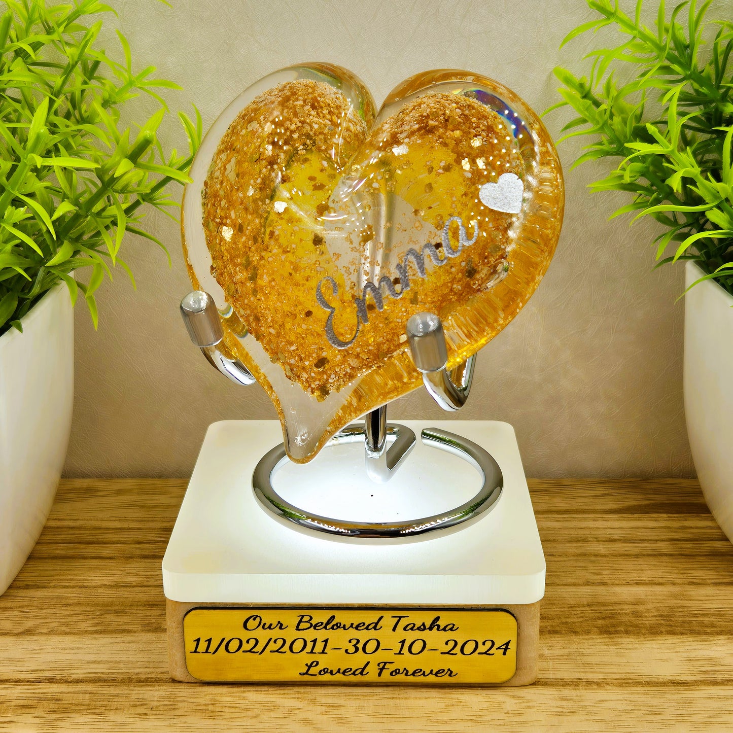 Ashes in Glass Heart Keepsake (optional engraving)