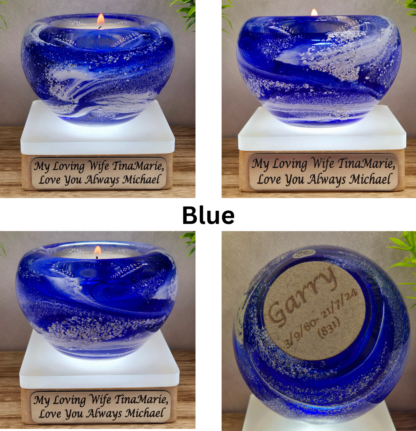 Ashes in glass memorial tealight