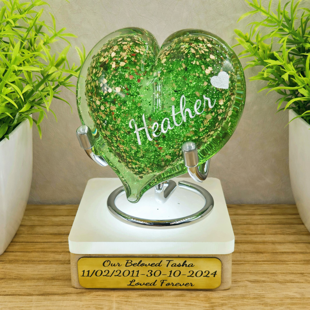 Ashes in Glass Heart Keepsake (optional engraving)