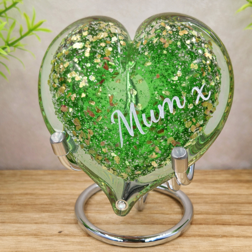 Ashes in Glass Heart Keepsake (optional engraving)