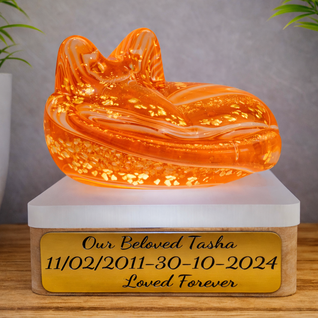 Ashes in glass memorial large cat