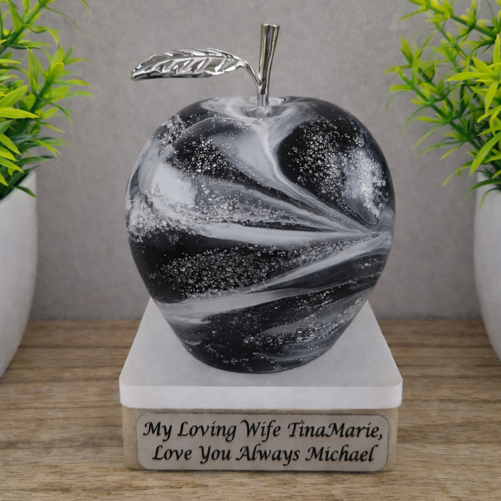 Ashes in glass large cremation apple/pear