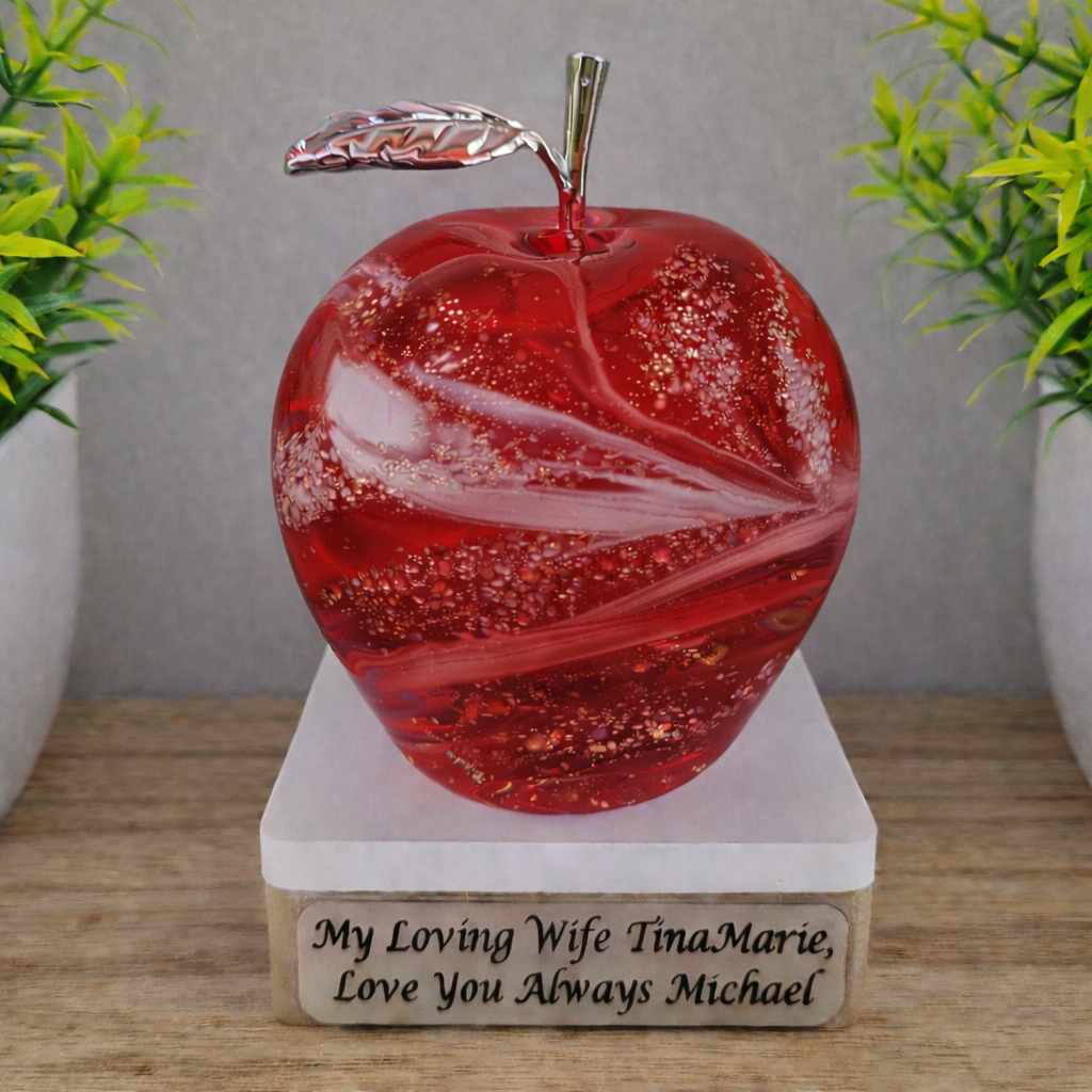 Ashes in glass large cremation apple/pear