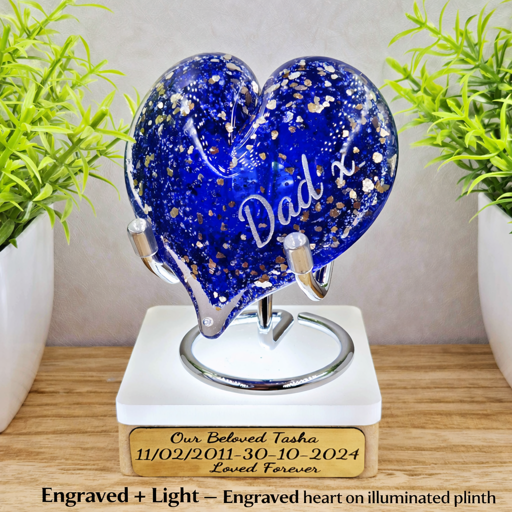 Ashes in Glass Heart Keepsake (optional engraving)