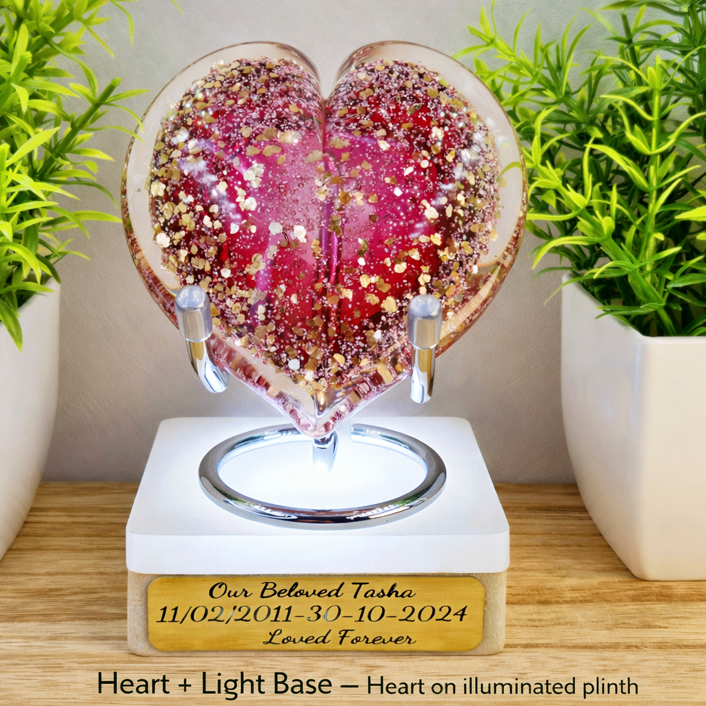 Ashes in Glass Heart Keepsake (optional engraving)
