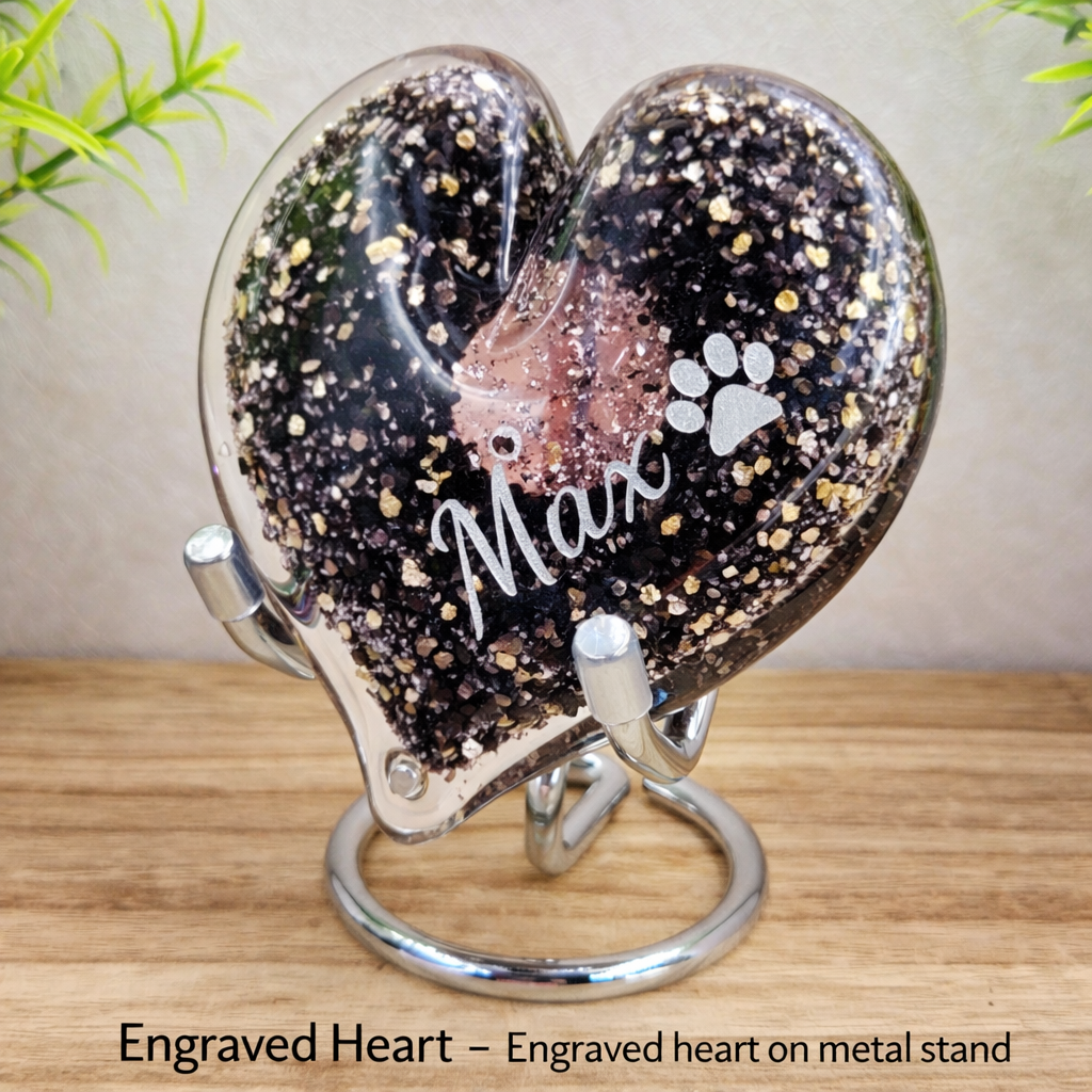 Ashes in Glass Heart Keepsake (optional engraving)