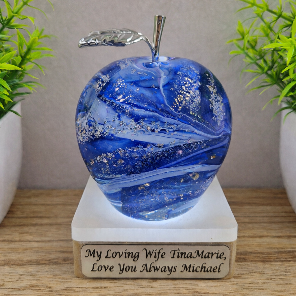 Ashes in glass large cremation apple/pear