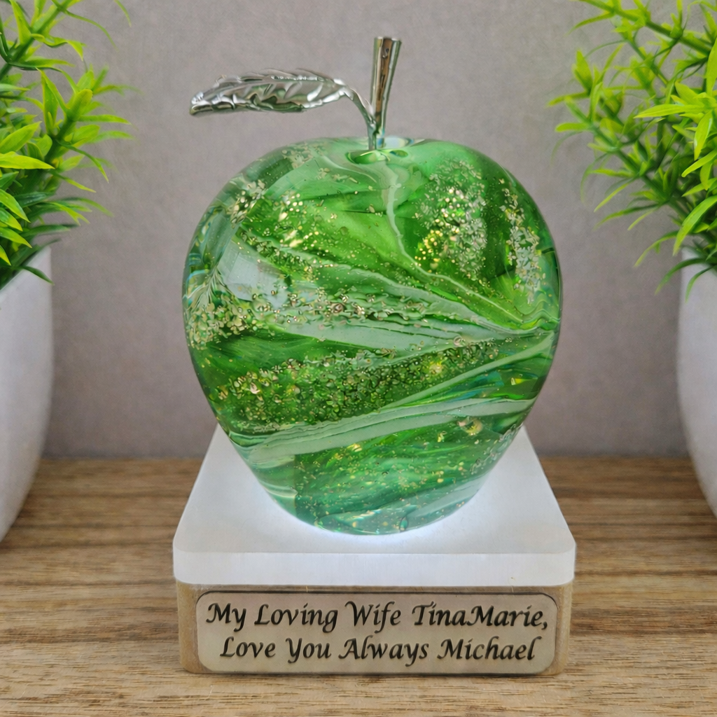 Ashes in glass large cremation apple/pear